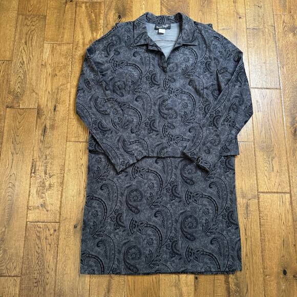 Bonnie Boynton Dresses & Skirts - Bonnie Boynton Women's Suit Skirt Size L/XL Grey Black Paisley Print Vintage